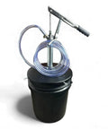 Lever Action 5 Gallon Pump For Oils And Lubricants, Self Priming, 1 Qt Per 12 Strokes, with coiled 5 ft hose on bucket