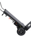 Heavy Duty Electric Stair Climbing Hand Truck Equipped With 1500W Motor That Sheds The Grind When Hauling Up To 880 Pounds For Furniture Moves Or Storefront Inventory Work, side view showing robust wheels and motor.