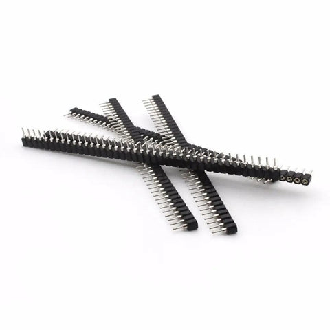 10 Pack 2.54mm 0.1 Inch 40 Pin Female Header Socket Straight Single Row Tin Plated Breakable Pins for DIY PCB Projects shown