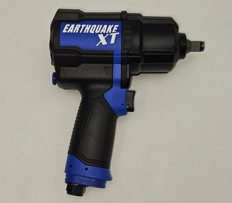 1/2 Inch Blue Composite Air Impact Wrench 1200 Ft Lb Breakaway Torque Twin Hammer Beast Rubberized Grip side view