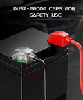 Heavy Duty Copper Battery Terminal Connectors Kit With 2 Gauge 3 8 Inch Positive Negative Lugs Heat Shrink Sleeves, black and red connectors on battery.