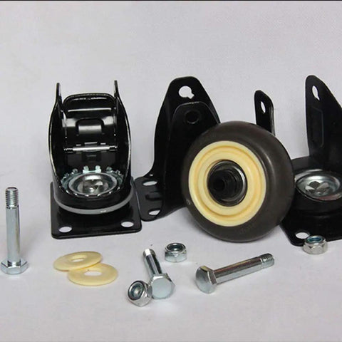 4 Inch Rubber Swivel Casters With Brake Lock Heavy Duty Plate Mount Wheels For Medical Equipment Workbench set of parts and tools.
