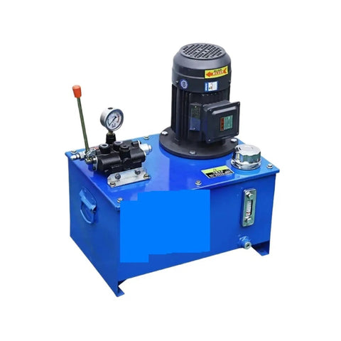 Heavy Duty 2.2KW Small Electric Hydraulic Power Pack Station For Lifting Press Assembly with blue steel housing and 380V motor.
