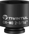 Heavy Duty Beefy 2 3/16 Inch Deep Six Point Impact Socket With One Inch Drive For Semi Truck Axles And Flange Nuts Pro Shop Quality Tool, black CR-MO steel.