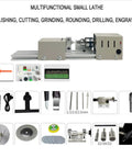 Qugurlid Mini Lathe Polisher Machine For DIY Wood Metal Working with accessories, variable speed motor, and aluminum body.