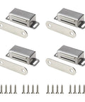 4 Pack Stainless Steel Cabinet Door Magnet Catch For Kitchen Cupboards TV Stands And Other Furniture Doors And Drawers Rust Resistant Magnetic Latch For Easy Secure Closures with screws displayed