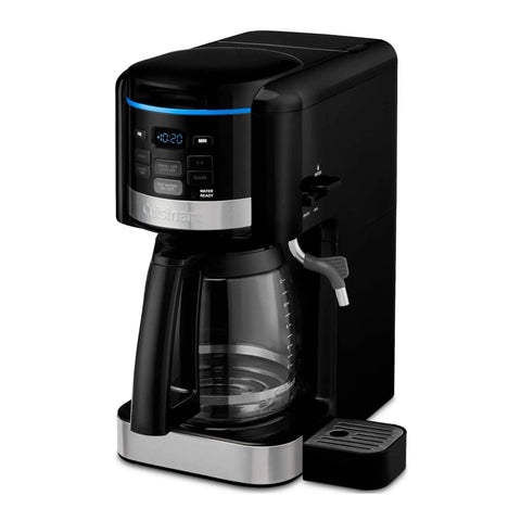 12 Cup Programmable Coffee Maker And Hot Water System With 24 Hour Programmability Self Clean Function One To Four Cup Setting Auto Shutoff Up To Four Hours No Fuss Keep Warm Temperature Brew Pause Gold Tone Permanent Filter Easy To Use in black and silver with glass carafe