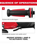 Top Tier Cordless Angle Grinder With Lightning Fast Dual Trigger Brake Plus Smart Kickback Shield instructional grip sequence.