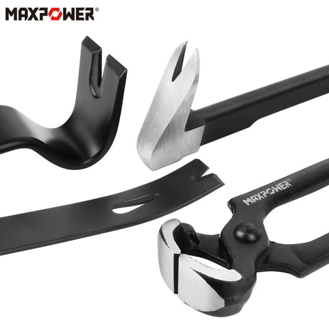 4 Piece Pry Bar Set With 12 Inch Utility Claw Bar 10 Inch Flat Pry Bar 7 Inch Flat Pry Bar And 8 Inch End Cutting Pliers
