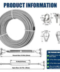 100 Ft Quarter Inch Stainless Steel Wire Rope Kit With Two Five Sixteenths Turnbuckles Clamps And Thimbles 7x19 Aircraft Cable