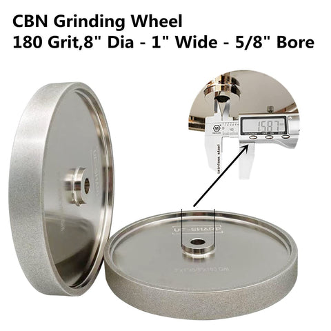 8 Inch CBN Grinding Wheel 180 Grit For Sharpening High Speed Steel And Woodturning Tools Aluminum Body Five Eighth Inch Bore