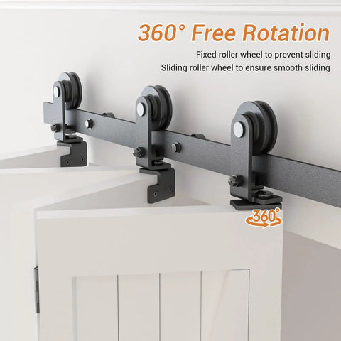 Space Saving Bi Folding Barn Door Hardware Track Kit For Eight Doors, Accordion Style, Heavy Duty, Smooth Operation, Great For Closets, Pantries, Or Room Dividers, For Doors Under 14.75 Inches Wide, Door Not Included