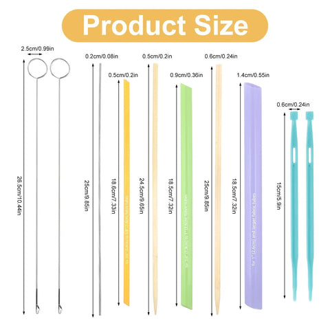 10 Piece Quick Turn Fabric Sewing Tools Set for Loop and Tube Turners and Threaders Perfect for Sewing Threading Crafting and DIY Projects Multifunctional Fabric Turning Tools for Fast and Easy Use with size dimensions