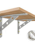 Badass Rock Solid Stainless Steel Shelf Brackets Heavy Duty Corner Braces for Floating Shelves, close-up with brushed finish.