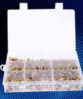 Brass Heavy Duty Pro Grade Grease Nipple Zerk Fitting Kit 160 Pieces with plastic organizer box.