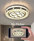Dimmable Crystal LED Ceiling Light With Remote Control Eighteen Point Nine Inch Flush Mount Fixture 45W showing no flicker effect