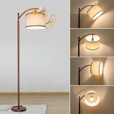 Dimmer Compatible Dimmable Floor Lamp With 350 Degree Adjustable Head In Brown Tall Pole Modern Standing Lamp in multiple angles