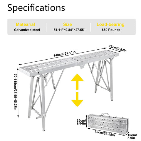 Slick Folding Scaffolding Deck With Quick Adjustable Height Settings For Drywall And RV Projects Rock Solid Work Platform Specifications