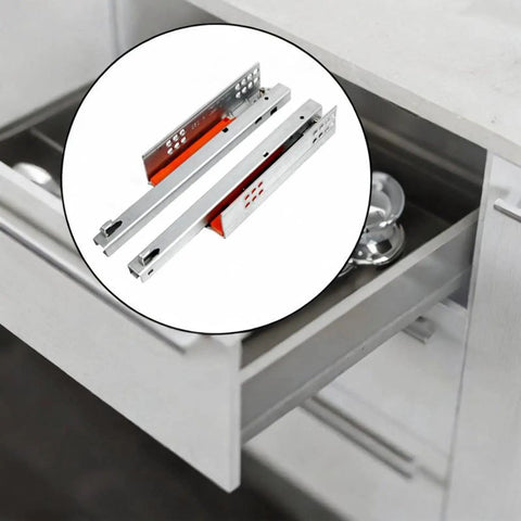 Heavy Duty Undermount Drawer Slides 2 Pack With Push To Close Bottom Mount Rails for Furniture Drawers, 25 cm Length