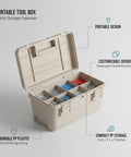 Portable Tool Box With Divider For Hardware And Crafts, heavy duty plastic storage organizer with screws and nuts visible