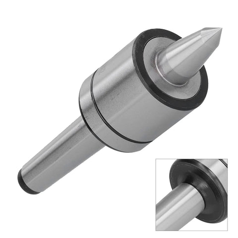 MK2 1-slot live center for lathes, 60° Morse taper, steel construction, close-up of center point