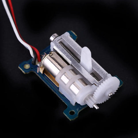 High Octane 1.5G Micro Digital Servo Packing Serious Torque For Smooth 3D RC Helicopter Flight Ultra Feathery Weight Build, close-up on motor and gears.