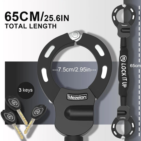 8mm Chain Lock For Scooters And EBikes High Security Anti Theft Lock With 3 Keys Waterproof Scooter Bag Included