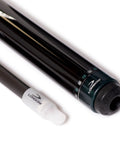 Istanbul 3 Cushion Carom Cue W/Luna Nera Fe71 Shaft And Vp2 Joint On Ural Black Hornbeam Butt W/Floral Inlays close-up detail of tip and joint