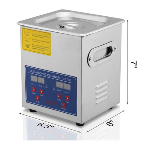 Hualuck Ultrasonic Vinyl Record Cleaner With Heating Feature Stainless Tank, 7" tall, digital control for deep cleaning.