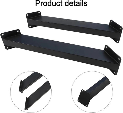 Hella Sturdy Heavy Duty 45 Degree Corner Brace Bracket 12 Pack Galvanized Steel Angle Support Connector For Wood Post Beam DIY Deck Fence And Backyard Upgrade Kit, showcasing two black angle support brackets.