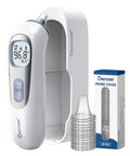 Ear Thermometer With Heated Tip And Smart Age Mode For Babies To Adults, A Go-To Pre-Warmed Probe For Fast Accurate Readings, Three Age Groups 0-3 Months, 3-36 Months, 36 Months And Up, Family Health Essential with probe covers and case