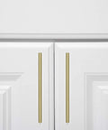 Golden Champagne Euro Bar Cabinet Handle 3/8 Inch Diameter 7-3/8 Inch Length 5 Inch Hole Center 1-3/8 Inch Projection 25 Pack outdoor view