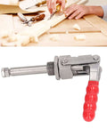 Beefed-Up Heavy Duty Toggle Clamp With 66.8mm Stroke And 180 Degree Push Pull Action, 701 Lb Capacity, Hand Operated, Red Plastic Handle, 304 Stainless Steel