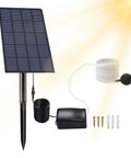 Solar Pond Aerator Low Noise Air Pump 2W IP64 Waterproof with solar panel, air hose, and accessories for outdoor water features.