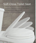 Round Toilet Seat With Non Slip Bumpers Universal Quiet Close Lid Easy To Install Never Loosen Fits Standard Round Toilets Bowl Durable White With Soft Close Hinges System.