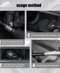 OBDMONSTER expandable bladder tester usage: close valve, insert airbag into test port, pump to seal, connect detector