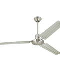 Industrial 56 Inch Indoor Ceiling Fan With Three Brushed Nickel Steel Blades, Quiet High-Performance Motor, Down Rod Mount