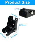 Badass Heavy Duty 90 Degree Folding Table Leg Brackets 2 Pack Black Zinc Plated Iron shown with size measurements for each bracket.