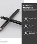 36 Inch Concealed Sliding Barn Door Hardware Kit With Soft Close Aluminum Track Invisible Floor Guide Wall Mount System For Opening Width 28 Inch And Up Door Not Included Easy Install Premium Quiet Glide showing soft close mechanism features.