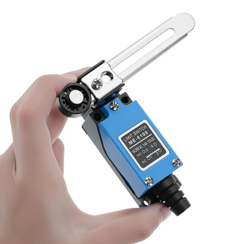 Duo Pack Adjustable Roller Lever Arm Momentary Limit Switch With DPDT NC NO Contacts For CNC Mills And Routers Metal Construction Mini Limit Switch Set, blue
