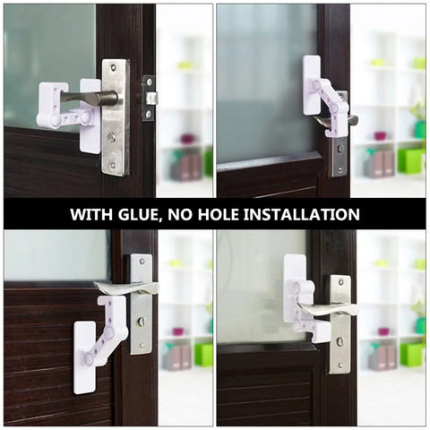 Kid Proof Door Lock For Cabinets And Refrigerators Easy To Use White Plastic Lever Lock That Keeps Curious Little Ones Safe
