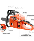 Beast 62cc Gas Chainsaw With 20 Inch Bar For Heavy Wood Cutting And Tree Trimming On The Farm 3.5 HP Two Stroke Power side view