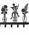 Knockout Premium Decorative Floral Metal Wall Coat Rack Featuring Six Heavy Duty Hooks And Matte Black Finish for daily use with floral design.