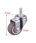 5 Pack 1.5 Inch TPE Stem Casters For Furniture, Universal Wheel Set Chrome-Plated Whisper Quiet And Wear-Resistant, size details.