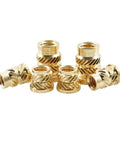 20 Pack Brass Knurled Heat Threaded Inserts For Press Flange, M6 Size, showing copper inserts against white background.