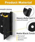 Close-up of Built Tough Heavy Duty 4 Inch Black Exterior Door Hinge highlighting smooth closing and matte black finish with cast iron material.
