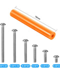 Outlet Spacer And Screw Kit With 60 Orange Spacers And 90 6 32 Thread Round Head Screws 6 Different Lengths Electrical Extender Set For Household And Industrial Wiring Easy Install Durable Orange Hardware shown in size comparison