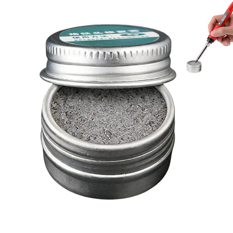 DIY Friendly Oxidation Removal Tinner Paste For Soldering Iron Tips in open 6g aluminum tin with tool interaction