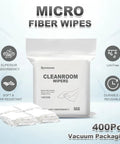 Hella Durable Zero Lint Cleanroom Cloth Wipes Made From Premium Polyester Microfiber measuring Four By Four Inches at 140 GSM in vacuum packaging.