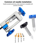Bike Disc Brake Olive Connector And Needle Driver Kit With Cable Pliers And Hose Cutting Tool, showing oil needle installation components